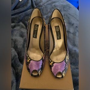 J. Renee Luxe, multicolor snakeskin heels, Christiana style, size 6